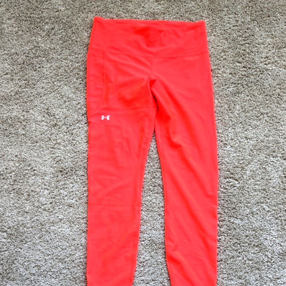 Under Armour  orange/pinkish Leggings. Size large. Compression